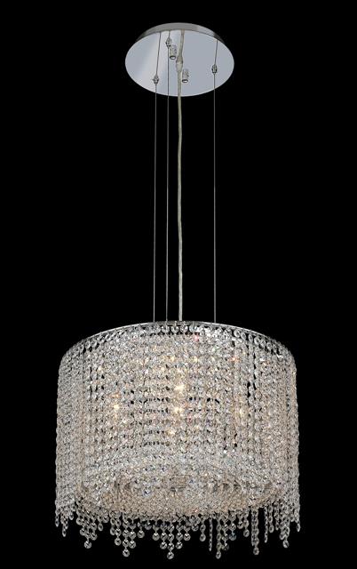 1393 Moda Collection Hanging Fixture D18in H11in Lt:5 Chrome Finish  (Royal Cut Crystals)